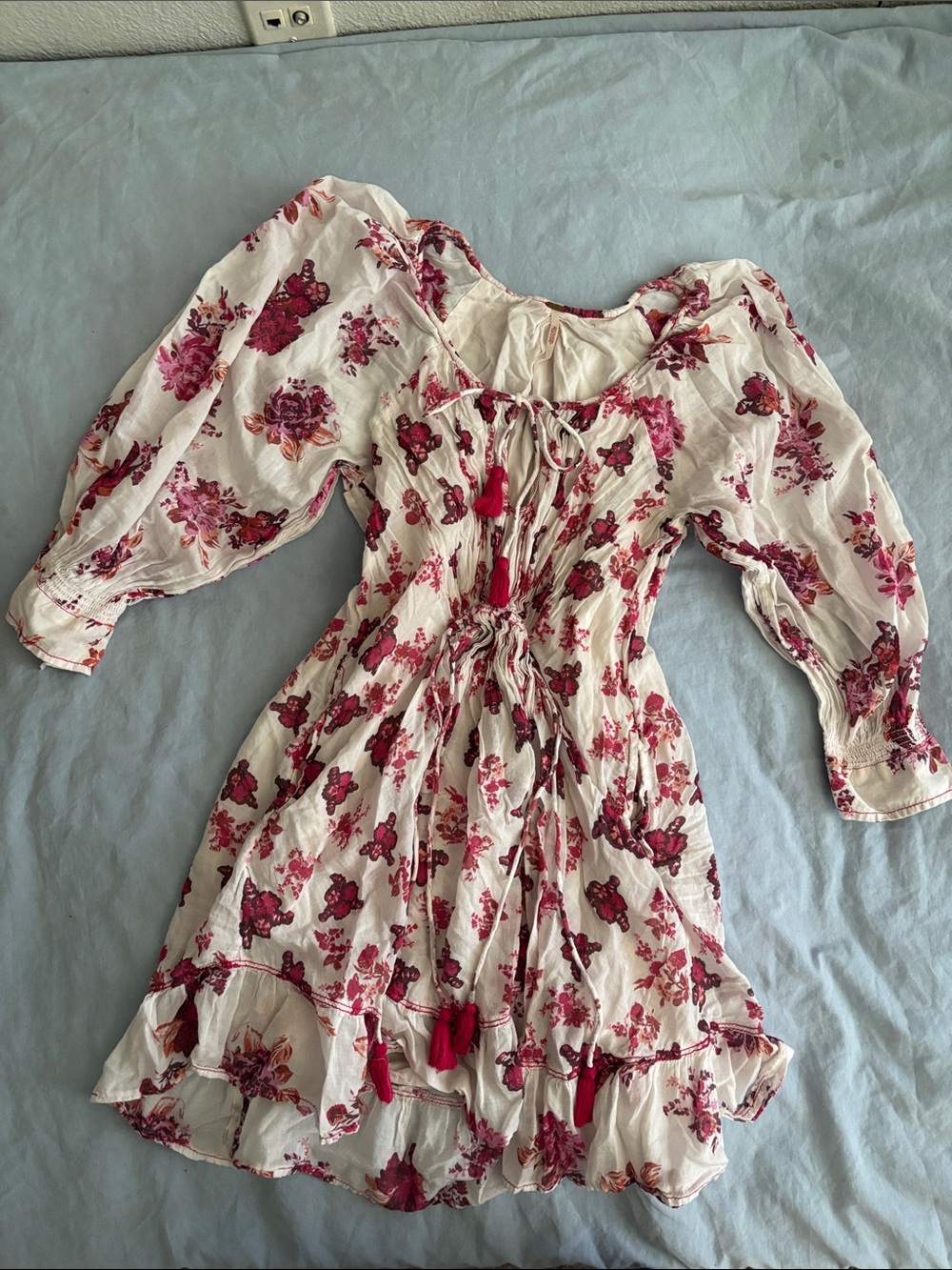 Free People Cream Dress with Pink Floral Print